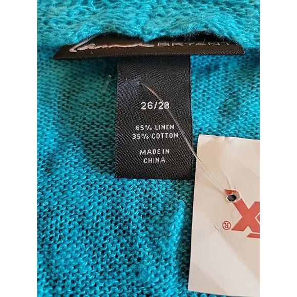 Lane Bryant Shrug Cardigan Open Weave Blue Sweater Linen Blend 26/28 - Picture 8 of 10